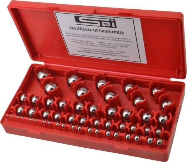 SPI - 1/8 to 1 Inch Diameter, Chrome Steel, Gage Ball Set - 0.0001 Inch Tolerance, Grade 24 Accuracy - USA Tool & Supply