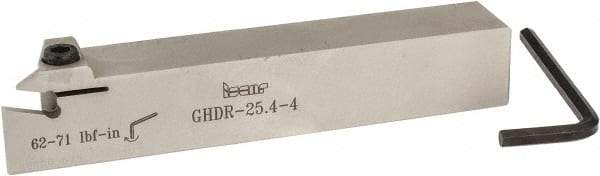 Iscar - External Thread, 0.4" Max Depth of Cut, 0.157" Min Groove Width, 6" OAL, Right Hand Indexable Grooving Cutoff Toolholder - 1" Shank Height x 1" Shank Width, GI.., GPV.., TIP.. Insert Style, GHD Toolholder Style, Series Cut Grip - USA Tool & Supply