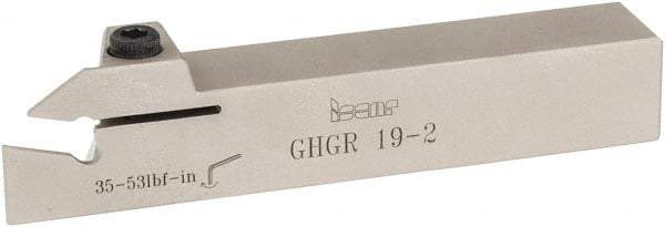 Iscar - GHG, External, Right Hand, 1.34" Max Depth of Cut, 0.016 to 3/32" Groove Width, Indexable Grooving Tool Holder - GI..,TIP.. Insert Compatibility, 3/4" Shank Height, 3/4" Shank Width, 4-1/2" OAL - USA Tool & Supply