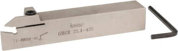 Iscar - GHG, External, Right Hand, 2" Max Depth of Cut, 0.185 to 1/4" Groove Width, Indexable Grooving Tool Holder - GI..,TIP.. Insert Compatibility, 1" Shank Height, 1" Shank Width, 6" OAL - USA Tool & Supply