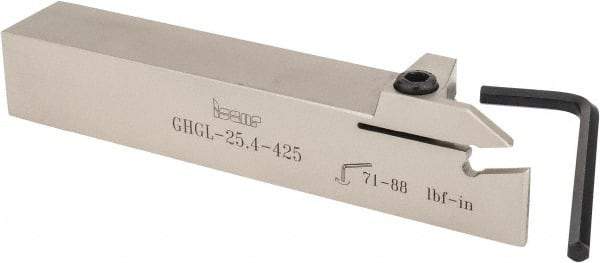 Iscar - GHG, External, Left Hand, 2" Max Depth of Cut, 0.185 to 1/4" Groove Width, Indexable Grooving Tool Holder - GI..,TIP.. Insert Compatibility, 1" Shank Height, 1" Shank Width, 6" OAL - USA Tool & Supply