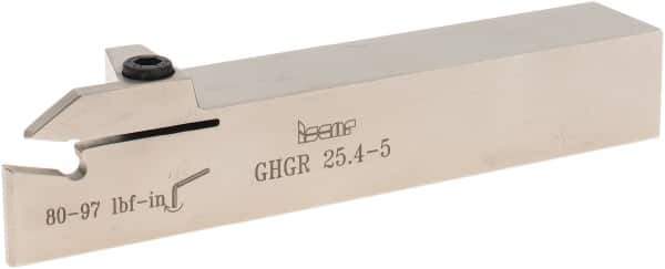 Iscar - External Thread, 1" Max Depth of Cut, 0.185" Min Groove Width, 6" OAL, Right Hand Indexable Grooving Cutoff Toolholder - 1" Shank Height x 1" Shank Width, GI.. Insert Style, GHG Toolholder Style, Series Cut Grip - USA Tool & Supply