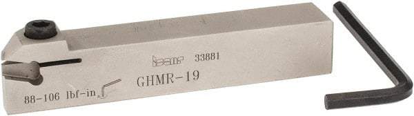 Iscar - GHMR, External, Right Hand, 0.189" Max Depth of Cut, 1/4" Max Groove Width, Indexable Grooving Tool Holder - GI.., GPV.., TIP.. Insert Compatibility, 3/4" Shank Height, 3/4" Shank Width, 4.4" OAL - USA Tool & Supply
