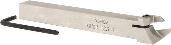 Iscar - GHS, External, Right Hand, 1" Max Depth of Cut, 0.087 to 1/8" Groove Width, Indexable Grooving Tool Holder - GIG, GIM, GIP, TIP Insert Compatibility, 1/2" Shank Height, 1/2" Shank Width, 4.72" OAL - USA Tool & Supply