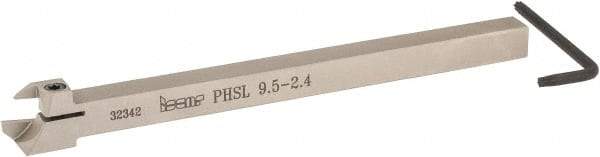 Iscar - PHS, External, Left Hand, 3/32 to 1/8" Groove Width, Indexable Grooving Tool Holder - GDMW 2.4 Insert Compatibility, 3/8" Shank Height, 3/8" Shank Width, 5-29/32" OAL - USA Tool & Supply