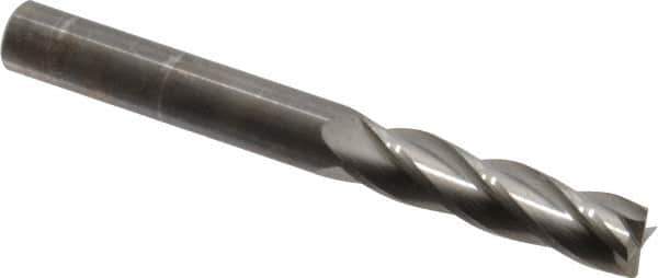 M.A. Ford - 7/16", 1-3/4" LOC, 7/16" Shank Diam, 4" OAL, 4 Flute, Solid Carbide Square End Mill - Single End, Uncoated, Spiral Flute, 30° Helix, Centercutting, Right Hand Cut, Right Hand Flute, Series 122 - USA Tool & Supply