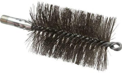 Schaefer Brush - 4-1/2" Brush Length, 3" Diam, Double Stem, Double Spiral Tube Brush - 7-1/4" Long, Stainless Steel, 1/4" NPSM Male Connection - USA Tool & Supply