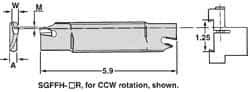 Iscar - 1.2598" Blade Height, 0.2047" Blade Width, 5.9055" OAL, Left Hand Cut, Double End Indexable Cut-Off Blade - 30mm Max Depth of Cut, SGFFH Blade - USA Tool & Supply