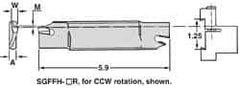 Iscar - 1.2598" Blade Height, 0.2047" Blade Width, 5.9055" OAL, Left Hand Cut, Double End Indexable Cut-Off Blade - 35mm Max Depth of Cut, SGFFH Blade - USA Tool & Supply