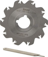 Iscar - Arbor Hole Connection, 0.049" Cutting Width, 1.18" Depth of Cut, 3.94" Cutter Diam, 1" Hole Diam, 10 Tooth Indexable Slotting Cutter - SGSF Toolholder, GSFN, GSFU Insert - USA Tool & Supply