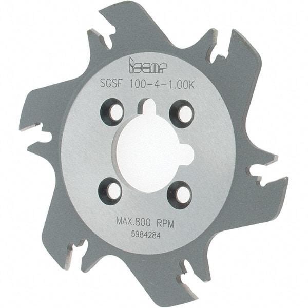 Iscar - Arbor Hole Connection, 1.04" Depth of Cut, 3.94" Cutter Diam, 1" Hole Diam, 6 Tooth Indexable Slotting Cutter - SGSF Toolholder, GSFN Insert - USA Tool & Supply