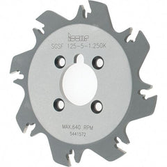 Iscar - Arbor Hole Connection, 1.36" Depth of Cut, 4.92" Cutter Diam, 1-1/4" Hole Diam, 8 Tooth Indexable Slotting Cutter - SGSF Toolholder, GSFN Insert - USA Tool & Supply