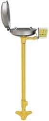 Bradley - Pedestal Mount, Stainless Steel Bowl, Eyewash Station - 1/2" Inlet, 30 psi Flow, 0.4 GPM Flow Rate - USA Tool & Supply