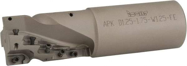Iscar - 1-1/4" Cut Diam, 1.86" Max Depth of Cut, 1-1/4" Shank Diam, 4-1/2" OAL, Indexable Square Shoulder End Mill - AP.T 1003.. Inserts, Weldon Shank, 90° Lead Angle, Series Helimill - USA Tool & Supply