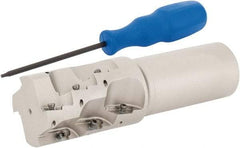 Iscar - 1-1/2" Cut Diam, 2.2" Max Depth of Cut, 1-1/4" Shank Diam, 5" OAL, Indexable Square Shoulder End Mill - AP.T 1003.. Inserts, Weldon Shank, 90° Lead Angle, Series Helimill - USA Tool & Supply