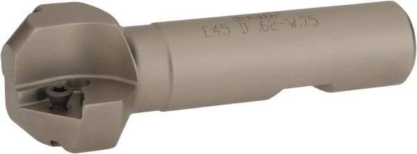 Iscar - 45° Lead Angle, 1.41" Max Cut Diam, 5/8" Min Cut Diam, 0.27" Max Depth of Cut, Indexable Chamfer and Angle End Mill - 2 Inserts, TPMT 321, TPMT 322 Insert Style, 3.54" Overall Length, Straight Shank - USA Tool & Supply