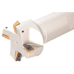 Iscar - 75° Lead Angle, 1-1/4" Cut Diam, 0.15" Max Depth of Cut, Indexable Chamfer and Angle End Mill - 3 Inserts, AP.., HM90 AP.T Insert Style, 3-3/4" Overall Length, Straight Shank - USA Tool & Supply
