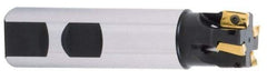 Iscar - 1" Cut Diam, 0.56" Max Depth of Cut, 1" Shank Diam, 4" OAL, Indexable Square Shoulder End Mill - AD..1505.., HM90 AD..1505 Inserts, Weldon Shank, 90° Lead Angle, Through Coolant, Series Heli2000 - USA Tool & Supply