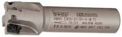 Iscar - 1" Cut Diam, 0.394" Max Depth of Cut, 3/4" Shank Diam, 3.38" OAL, Indexable Square Shoulder End Mill - AP..1003.., HM90 AP..1003.. Inserts, Weldon Shank, 90° Lead Angle, Series Heli2000 - USA Tool & Supply