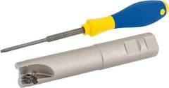 Iscar - 1" Cut Diam, 0.56" Max Depth of Cut, 1" Shank Diam, 5.6" OAL, Indexable Square Shoulder End Mill - AD..1505.., HM90 AD..1505 Inserts, Weldon Shank, 90° Lead Angle, Series Heli2000 - USA Tool & Supply