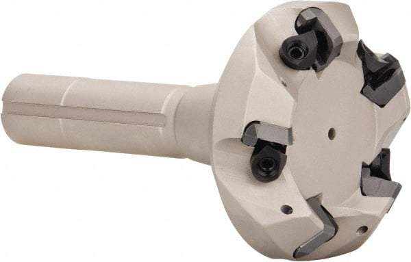 Iscar - 45° Lead Angle, 81.2mm Max Cut Diam, 63mm Min Cut Diam, 6.5mm Max Depth of Cut, Indexable Chamfer and Angle End Mill - 5 Inserts, SE.N/R 12.. Insert Style, 140mm Overall Length, Taper Shank - USA Tool & Supply