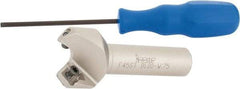 Iscar - 45° Lead Angle, 1.47" Max Cut Diam, 1" Min Cut Diam, 0.26" Max Depth of Cut, Indexable Chamfer and Angle End Mill - 2 Inserts, SE.. 1204, SE.. 12T3.. Insert Style, 3-1/2" Overall Length, Straight Shank - USA Tool & Supply