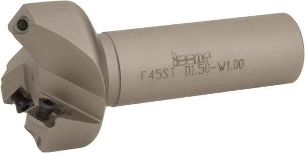 Iscar - 45° Lead Angle, 2" Max Cut Diam, 1-1/2" Min Cut Diam, 0.26" Max Depth of Cut, Indexable Chamfer and Angle End Mill - 3 Inserts, SE.. 1204, SE.. 12T3.. Insert Style, 4" Overall Length, Straight Shank - USA Tool & Supply