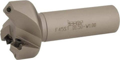 Iscar - 45° Lead Angle, 2" Max Cut Diam, 1-1/2" Min Cut Diam, 0.26" Max Depth of Cut, Indexable Chamfer and Angle End Mill - 3 Inserts, SE.. 1204, SE.. 12T3.. Insert Style, 4" Overall Length, Straight Shank - USA Tool & Supply