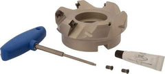Iscar - 4" Cut Diam, 1-1/2" Arbor Hole, 0.26" Max Depth of Cut, 45° Indexable Chamfer & Angle Face Mill - 6 Inserts, SEK/MT 12... Insert, Right Hand Cut, 6 Flutes, Series F45ST - USA Tool & Supply