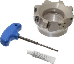 Iscar - 8 Inserts, 4" Cut Diam, 1-1/2" Arbor Diam, 0.56" Max Depth of Cut, Indexable Square-Shoulder Face Mill - 0/90° Lead Angle, 2" High, AD..1505.. & HM90 AD..1505.. Insert Compatibility, Series HM90 - USA Tool & Supply