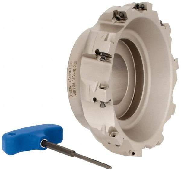 Iscar - 10 Inserts, 6" Cut Diam, 2" Arbor Diam, 0.56" Max Depth of Cut, Indexable Square-Shoulder Face Mill - 0/90° Lead Angle, 2.38" High, AD..1505.. & HM90 AD..1505.. Insert Compatibility, Series HM90 - USA Tool & Supply