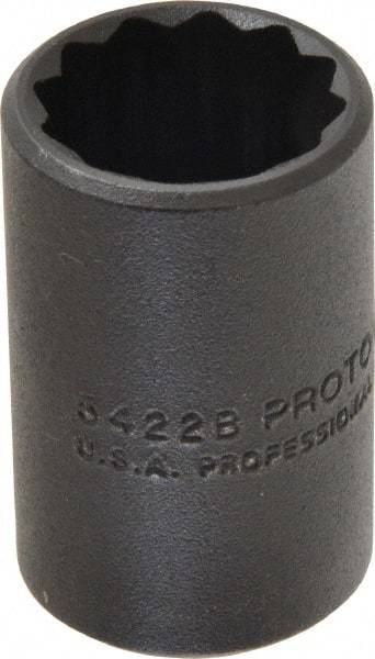 Proto - 11/16", 1/2" Drive, Standard Hand Socket - 12 Points, 1-1/2" OAL, Alloy Steel, Black Finish - USA Tool & Supply