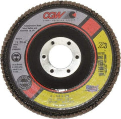 Camel Grinding Wheels - 120 Grit, 4-1/2" Disc Diam, 7/8" Center Hole, Type 27 Zirconia Alumina Flap Disc - 13,300 Max RPM, Poly Cotton Backing, Arbor Attaching System, Coated - USA Tool & Supply