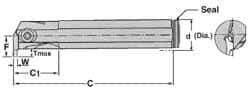 Iscar - TGI, Internal, Left Hand, 0.22" Max Depth of Cut, 0.118" Max Groove Width, Indexable Grooving Tool Holder - TGMF Insert Compatibility, 3/4" Shank Width, 7.1" OAL, Through Coolant - USA Tool & Supply