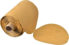 3M - 5" Diam, 240 Grit Aluminum Oxide Adhesive PSA Disc - Very Fine Grade, Gold, A Weighted Backing, Flexible, Use with Random Orbital Sanders - USA Tool & Supply