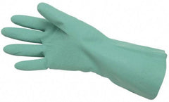 MCR Safety - Size 2XL (11), 13" Long, 15 mil Thick, Supported, Nitrile Chemical Resistant Gloves - Textured Finish, Cotton Lined, Straight Cuff, Green, FDA Approved - USA Tool & Supply