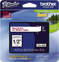 Brother - 1/2" Wide x 314.4" Long, White Plastic/Paper Tape Cassette - For Label Maker - USA Tool & Supply