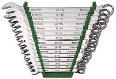 SK - 15 Piece, 1/4 to 1", Combination Wrench Set - Inch System of Measurement, Chrome Finish, Comes in Rack - USA Tool & Supply