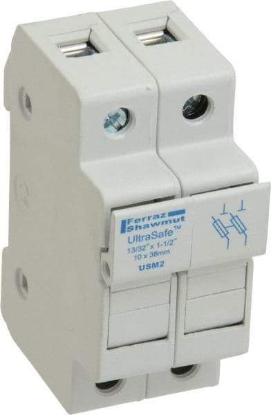 Ferraz Shawmut - 2 Pole, 1000 VDC and 800 VAC, 30 Amp, DIN Rail Mount Fuse Holder - Compatible with CC Class, 1-1/2 Inch Long x 1.38 Inch Wide and 13/32 Inch Diameter Fuse - USA Tool & Supply