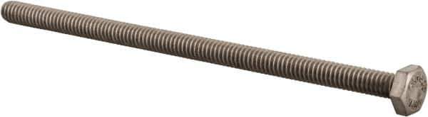 Value Collection - 1/4-20 UNC, 5" Length Under Head Hex Head Cap Screw - Fully Threaded, Grade 316 Stainless Steel, Uncoated, 7/16" Hex - USA Tool & Supply