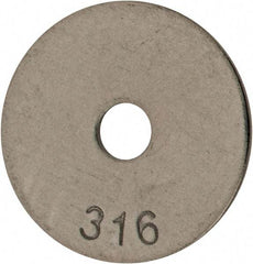 Value Collection - #10 Screw, Grade 316 Stainless Steel Fender Flat Washer - 13/64" ID x 1" OD, 0.04" Thick, Plain Finish - USA Tool & Supply