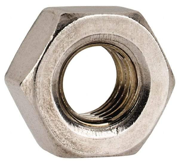 Value Collection - 1/4-28 UNF Stainless Steel Right Hand Hex Nut - 7/16" Across Flats, 3/16" High, Uncoated - USA Tool & Supply