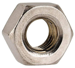 Value Collection - 1/4-28 UNF Stainless Steel Right Hand Hex Nut - 7/16" Across Flats, 3/16" High, Uncoated - USA Tool & Supply