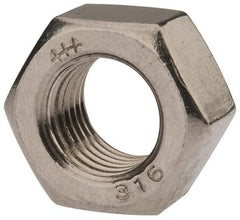 Value Collection - 7/16-20 UNF Stainless Steel Right Hand Hex Nut - 11/16" Across Flats, 3/8" High, Uncoated - USA Tool & Supply