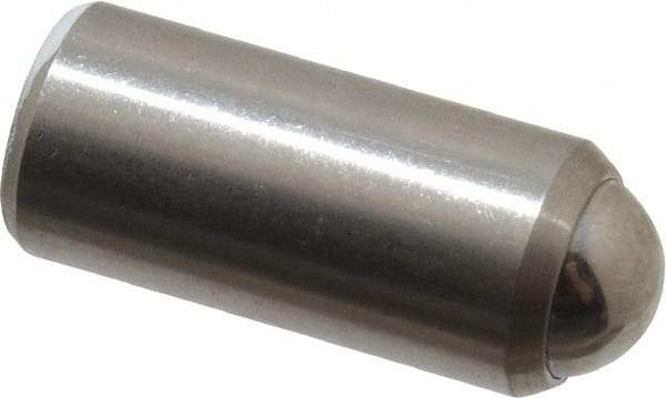 Gibraltar - 11/16" Body Length x 5/16" Body Diam, 2 Lb Init to 5 Lb Final End Force, Stainless Steel Press Fit Ball Plunger - 1/4" Ball Diam, 0.09" Max Ball Reach, +0.0010; +0.0020" Tolerance - USA Tool & Supply