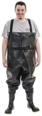 Dunlop Protective Footwear - Men's Size 12 Medium Width Steel Wader - Black, PVC Upper, 56-3/5" High, Cold Protection, Non-Slip, Waterproof - USA Tool & Supply