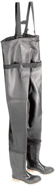 Dunlop Protective Footwear - Men's Size 6 Medium Width Steel Wader - Black, PVC Upper, 56-3/5" High, Cold Protection, Non-Slip, Waterproof - USA Tool & Supply