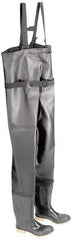 Dunlop Protective Footwear - Men's Size 8 Medium Width Steel Wader - Black, PVC Upper, 56-3/5" High, Cold Protection, Non-Slip, Waterproof - USA Tool & Supply