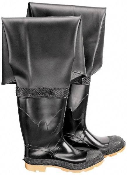 Dunlop Protective Footwear - Men's Size 11 Medium Width Steel Wader - Black, PVC Upper, 35" High, Cold Protection, Non-Slip, Waterproof - USA Tool & Supply