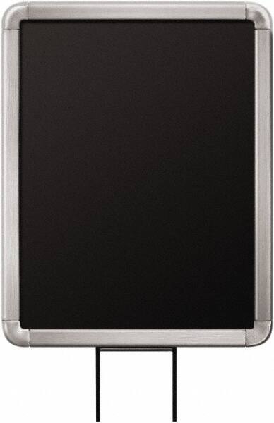 Lavi Industries - 11" High x 8-1/2" Long x 8-1/2" Wide Barrier Sign Frame - Aluminum, Satin Chrome Finish, Satin Aluminum, Use with Stanchion - USA Tool & Supply